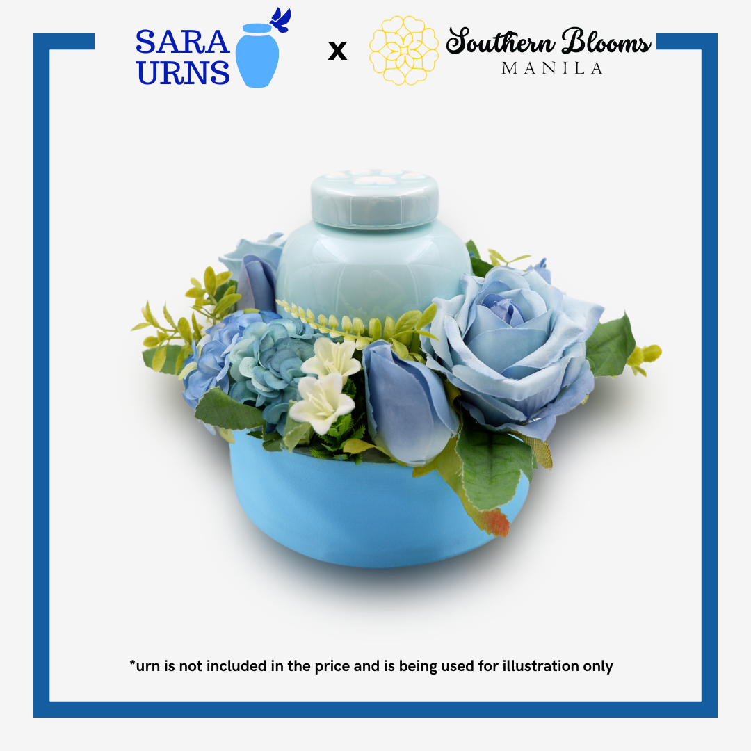 Small Forever Urn Flower Arrangement Blue